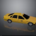 Yellow Taxi Car Exterior With TAXI Sign Black Windows And Roof Light