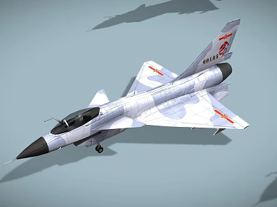 Camouflage Painted Fighter Jet with Sleek Design Aerodynamic Shape and Tail Fin Markings 3d model
