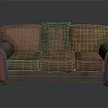 Modern Brown Three Seater Sofa With Two Tone Cushions And Curved Armrests
