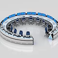 Modern Monitoring Room With Circular Control Console Multiple Monitors And Workstations