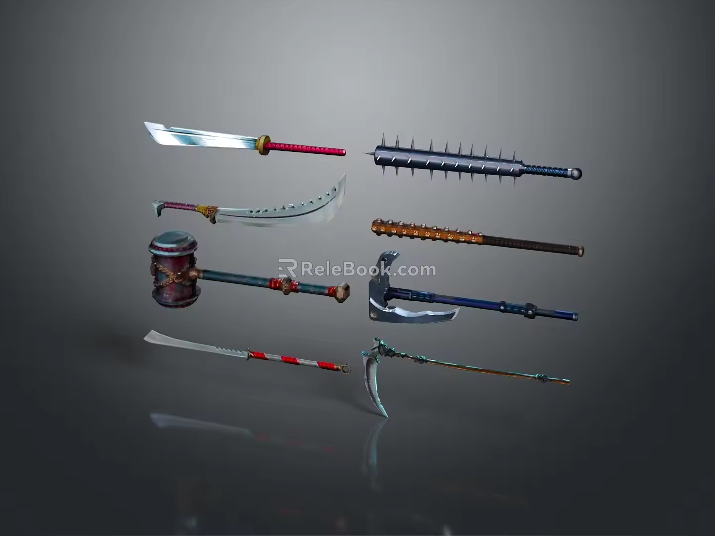 Ancient weapons Cold weapons Medieval items Medieval weapons Swords, spears, halberds, axe hooks 3d model