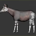 3D Rendered Okapi Character With Reddish Brown Body And Striped Legs