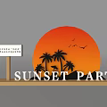 Sunset Photo Check in Spot with Archway Palm Trees and Music Notes