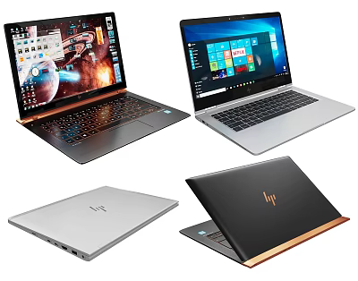 Stylish Modern Laptops Showcasing Different Designs In Open And Closed Positions 3d model