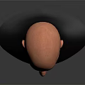 Realistic 3D Male Bust With Bald Head Black Uniform Red Collar And Golden Insignia
