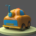 Cute Orange Toy Car With Blue Accents Red Roof Light And Black Wheels