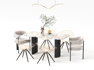 Italian Dining Table and Chair Combination 3d model