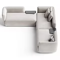 Modern Sectional Sofa With Fabric Upholstery Neutral Tone And Plush Pillows For Living Room
