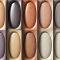 Oval Leather Samples in Different Colors with Various Textures and Finishes 3d model
