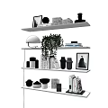 Modern Wall Shelf Decorations Ornaments Bookshelf 3d model