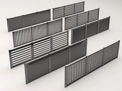 Black Metal Railings With Various Slat Designs For Home And Outdoor Use 3d model