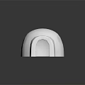 White Dome Shaped Structure With Arched Entrance And Brick Like Texture On Smooth Reflective Surface 3d model