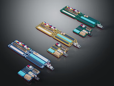 Industrial Equipment Components With Colorful Panels And Electronic Modules 3d model