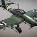 Detailed Green Military Fighter Aircraft With Cross Markings On Wings Propeller And Bombs