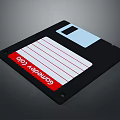 Black Floppy Disk Electronic Device With Red Label White Stripes And GameReady Logo 3d model