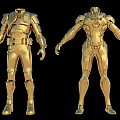 Game And Movie Character Golden Armor 3D Model With Front Back Views
