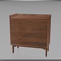 Wooden Side Cabinet With Grid Design And Four Legs For Living Room