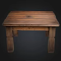 Rustic Wooden Square Side Table With Slatted Top And Central Hole 3d model