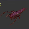Game Movie Character Purple Centipede like Creature with Spiky Exoskeleton and Many Legs