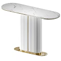 Elegant Console Table With White Marble Top And Gold Fluted Base 3d model