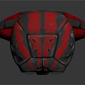 3D Sci-Fi Character Bust With Mechanical Red Helmet Armor And Biological Face 3d model