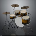 Professional Drum Set With Multiple Drums Cymbals And Chrome Metal Stands