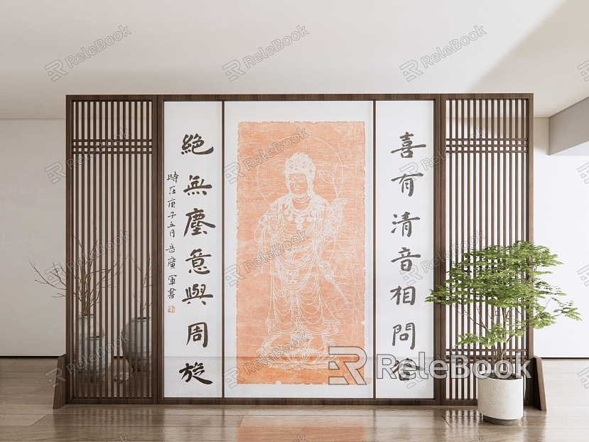 new chinese style screen buddhist painting screen partition model