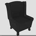 Elegant Classic Black Upholstered Armchair With High Back And Wooden Legs
