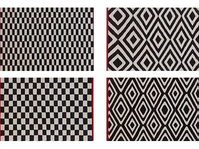 Black And White Square Rugs With Geometric Checkerboard And Diamond Patterns 3d model