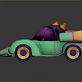 Colorful Cartoon Dinosaur Car With Green Body Purple Roof Decorative Spikes And Vibrant Wheel Design