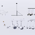 Various Modern Minimalist Chandeliers Featuring Geometric Sphere And Linear Designs 3d model