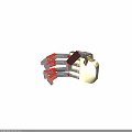Mechanical Gripper Equipment With Red Components And Metal Joints For Industrial Use