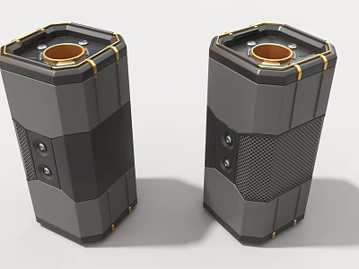 Modern Industrial Equipment With Gray Black Body Gold Accents Top Openings And Side Buttons 3d model
