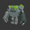 Low Poly Stone Monster Character With Green Shoulders And Brown Spikes