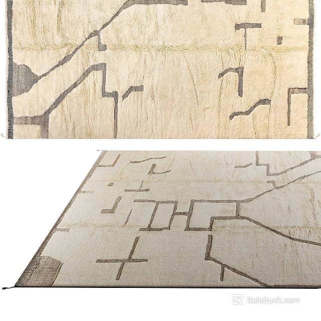 Square Area Rug With Abstract Geometric Patterns In Neutral Colors 3d model