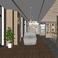 Modern Library Bookstore Leisure Book Bar Book Reading Room Leisure Table and Chair Bookcase Bookshelf 3d model