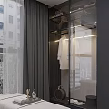 Modern Comfortable Linen Massage Bed In Luxury Dark Themed Spa Treatment Room With Large Window