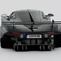 Black Supercar with Sleek Aerodynamic Design Sporty Exterior Large Wheels and Rear Spoiler