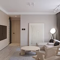 Modern Kitchen Interior With Light Wood Cabinets Sink Window Washing Machine And Green Plant