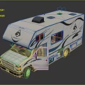 Luxury White Recreational Vehicle with Open Door Roof Rack and Decorative Lines