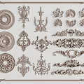 European-style Carved Line Carved Roman Column Plaster Line Corner Column 3d model