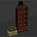 Classic Traditional Wooden Bookcase With Glass Doors And Decorative Storage Trunks