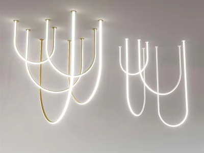 Modern Ceiling Light Fixture with Curved LED Arms for Contemporary Home Decor 3d model