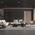 Modern Living Room Interior Design With Beige Sofa Coffee Table Accent Chair And Textured Rug