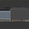 Modern Commercial Building With Glass Facade Retail Shops And Irregular Roof Design