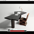 Modern Black Wooden Desk With Adjustable Lamp Curved Chair And Open Notebook On Surface