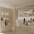 Elegant Light Luxury Clothing Store Interior With Wooden Partition And Neat Clothing Display Layout