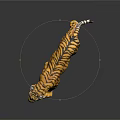 Realistic Tiger Model With Yellow Black Stripes And Walking Pose