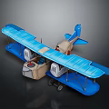 Vintage Blue Biplane Model Toy With Detailed Wings And Cockpit Design