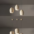 Three Modern Pendant Lights With Textured Beige Ceramic Shades For Interior Decor 3d model
